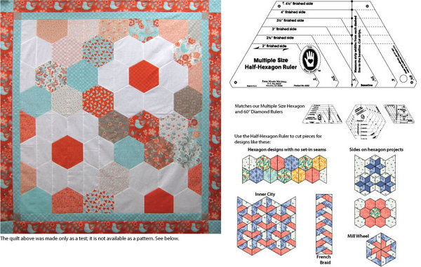 Marti Michell - Half Hexagon Lineal - Half Hexagon Ruler