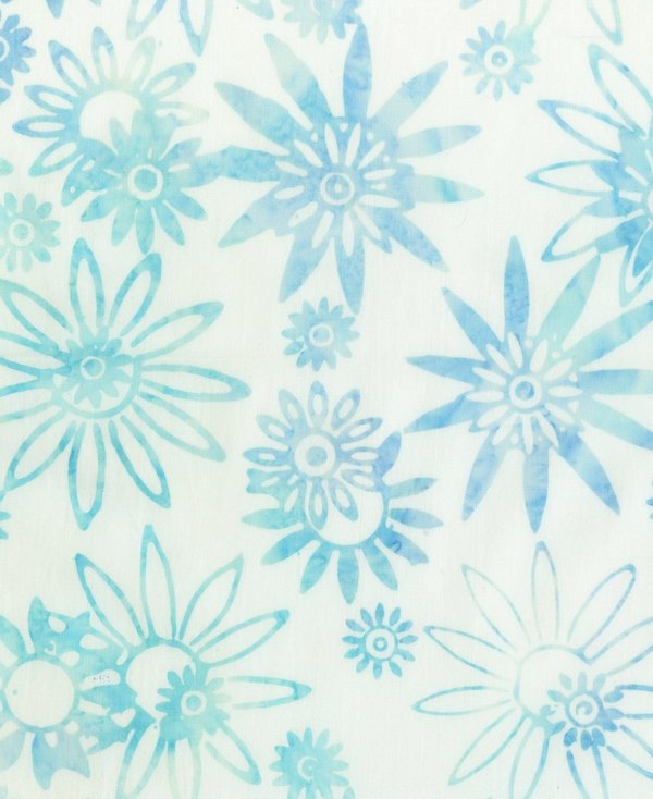 Batik Anthology 303Q-6 Aqua Blüten hellblau türkis auf weiß