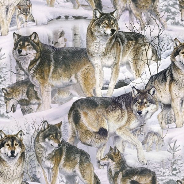 David Textiles Wolves in the Snow - Wölfe im Schnee