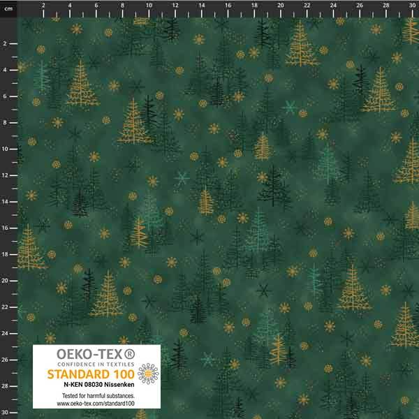 Weihnachten - Winterwald gold auf grün